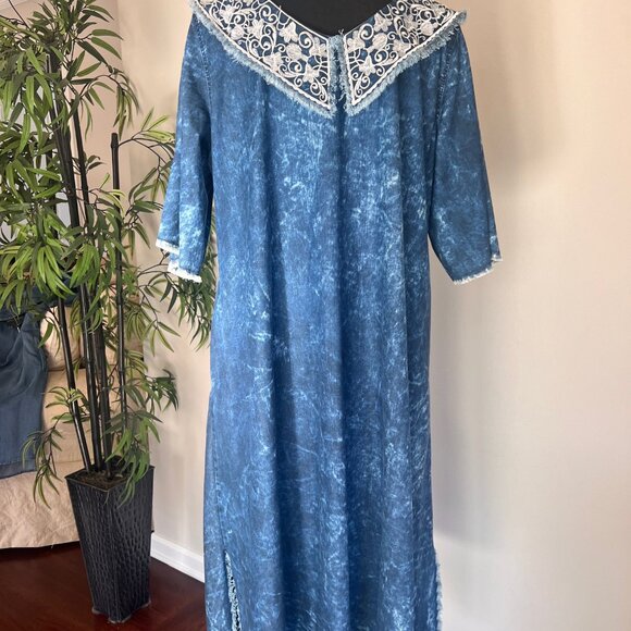 NWT M’ De Pompadour Oversized Denim Dress with Bow Plus Size - Picture 6 of 9